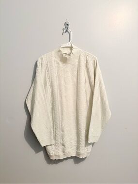 Vintage Basic Editions Ivory White Cable Knit Pullover Women's Knitwear Large